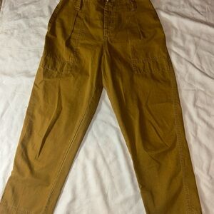 Free People Pants Womens 6 Cargo Baggy Back Strap Tan Button Fly High Waisted